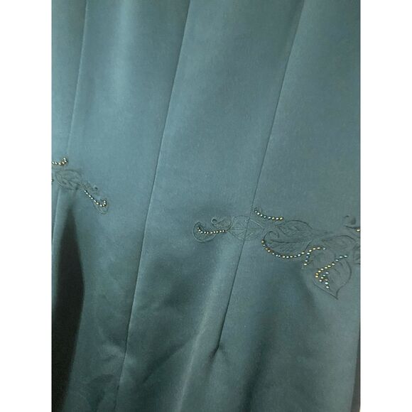 Maggy London Emerald Green Midi Satin Jeweled Detailing Dress, Size 10 - Picture 6 of 13